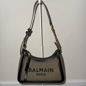 AUTHENTIC Balmain B-Army canvas bag with leather inserts